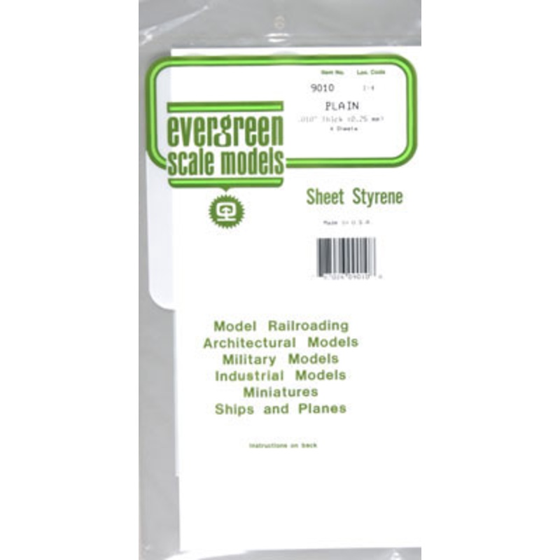 Evergreen Styr Sheet Pl Wht 12X24In .010In Thk (15