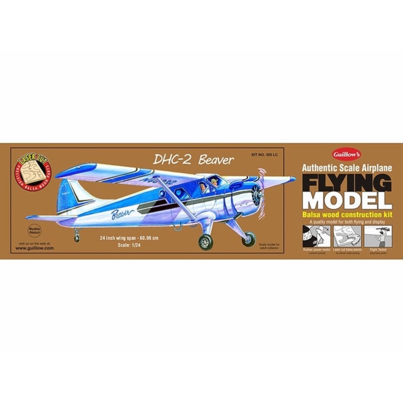 Guillows DHC-2 Beaver1:24 Scale Laser Cut Balsa Model Kit, 609mm WS