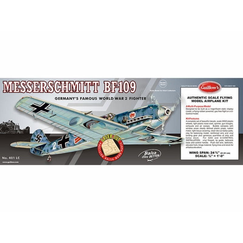 Guillows Messerschmitt Bf-109 1:16 ScaleLaser Cut Model Kit, 619mm WS