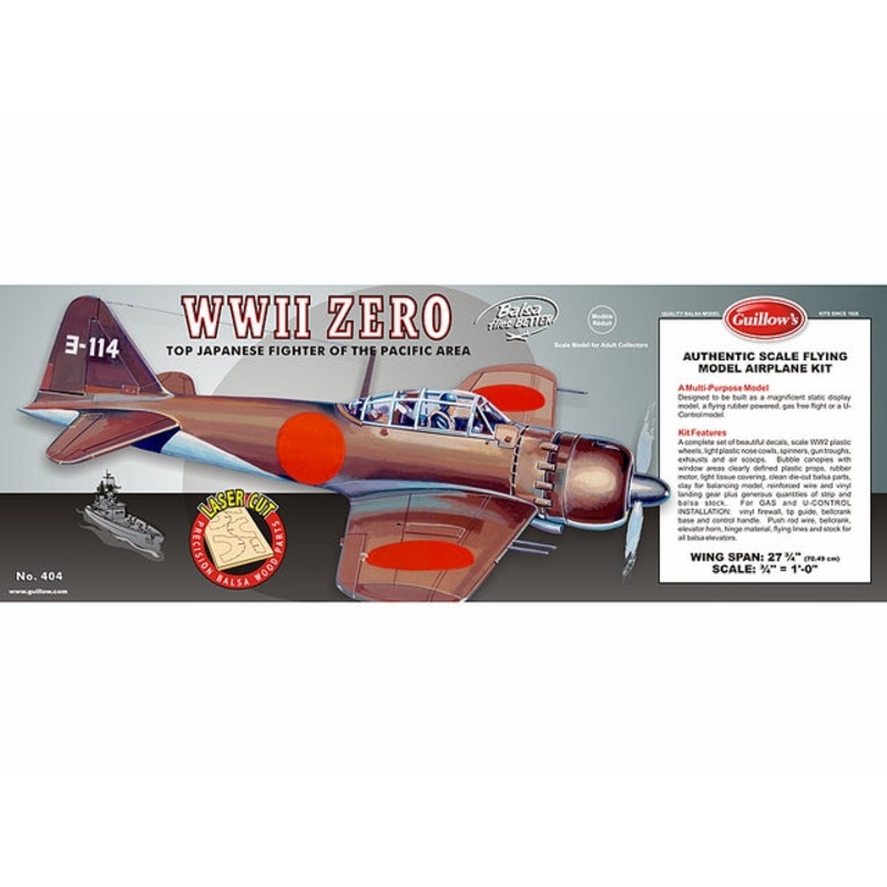 Guillows Mitsubishi Zero 1:16 Scale Laser Cut Model Kit, 705mm WS