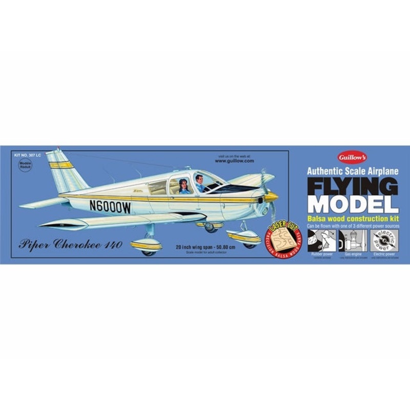 Guillows Piper Cherokee 140 1:20 Scale Laser Cut Model Kit, 508mm WS