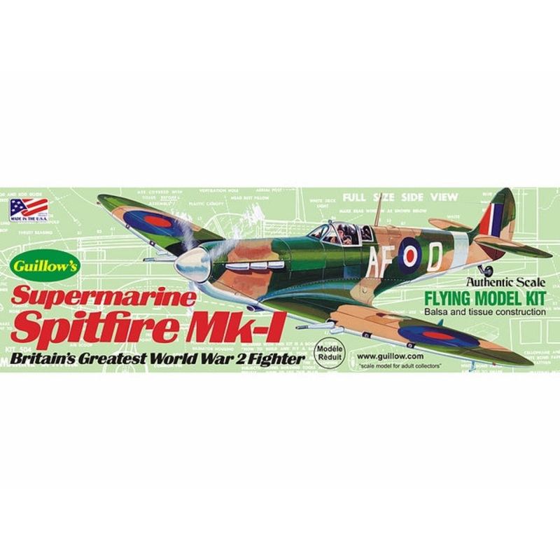 Guillows Supermarine Spitfire Laser CutModel Kit, 419mm WS