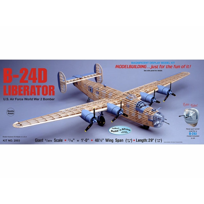 Guillows B-24D Liberator 1:28 Scale Balsa Model Kit, 1232mm WS