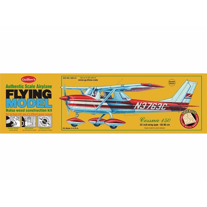 Guillows Cessna 150 1:16 Scale Laser CutBalsa Model Kit, 609mm WS
