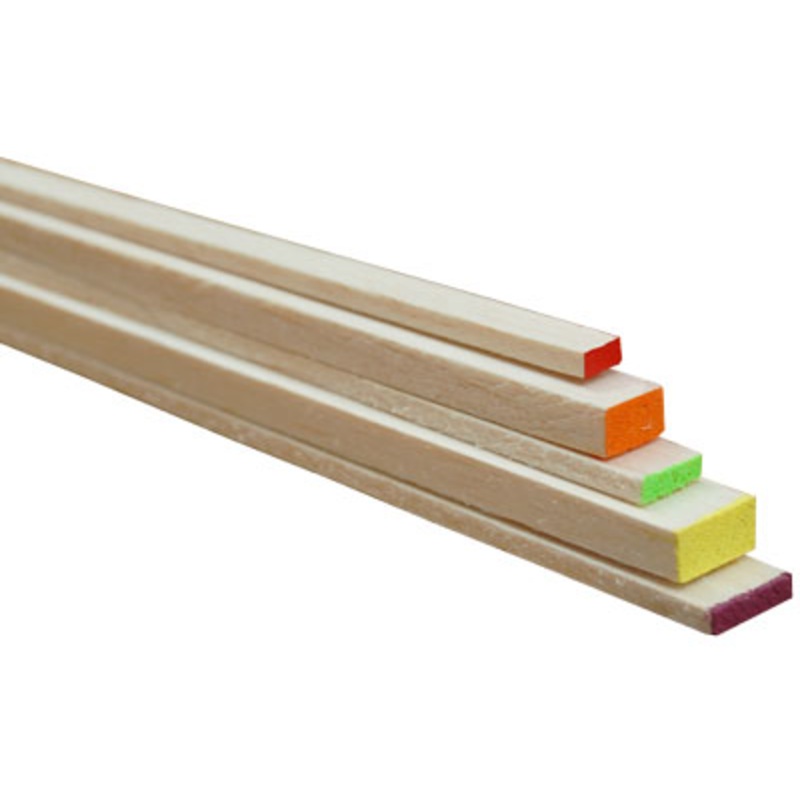 Balsawood Rectangle Balsa 915X3X6.5Mm Red