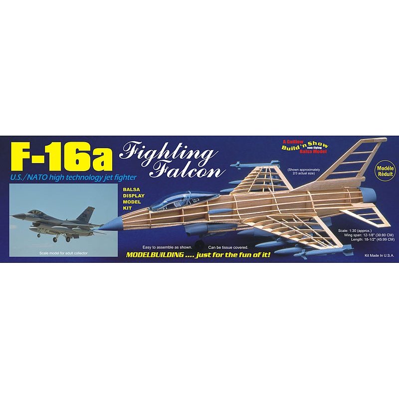 Guillows F-16A Fighting Falcon 1:30 Scale, Balsa Model Kit, 308mm WS