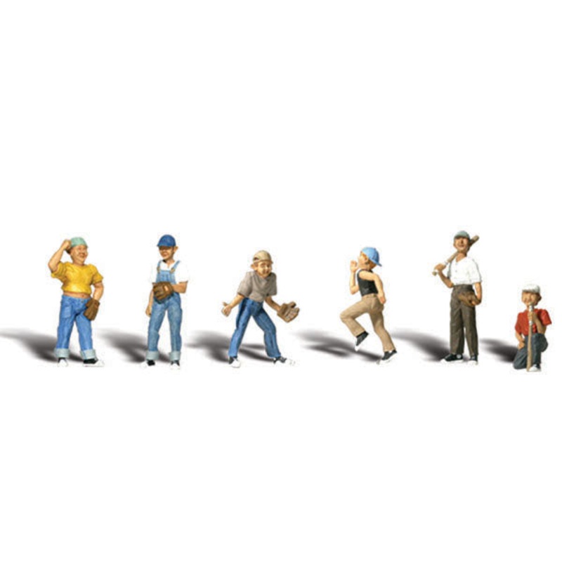 Woodland Scenics Baseball Players II, 6Figures, Ho Scale