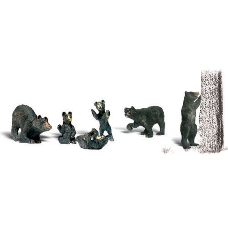 Woodland Scenics Black Bears, 6 Figures,HO Scale