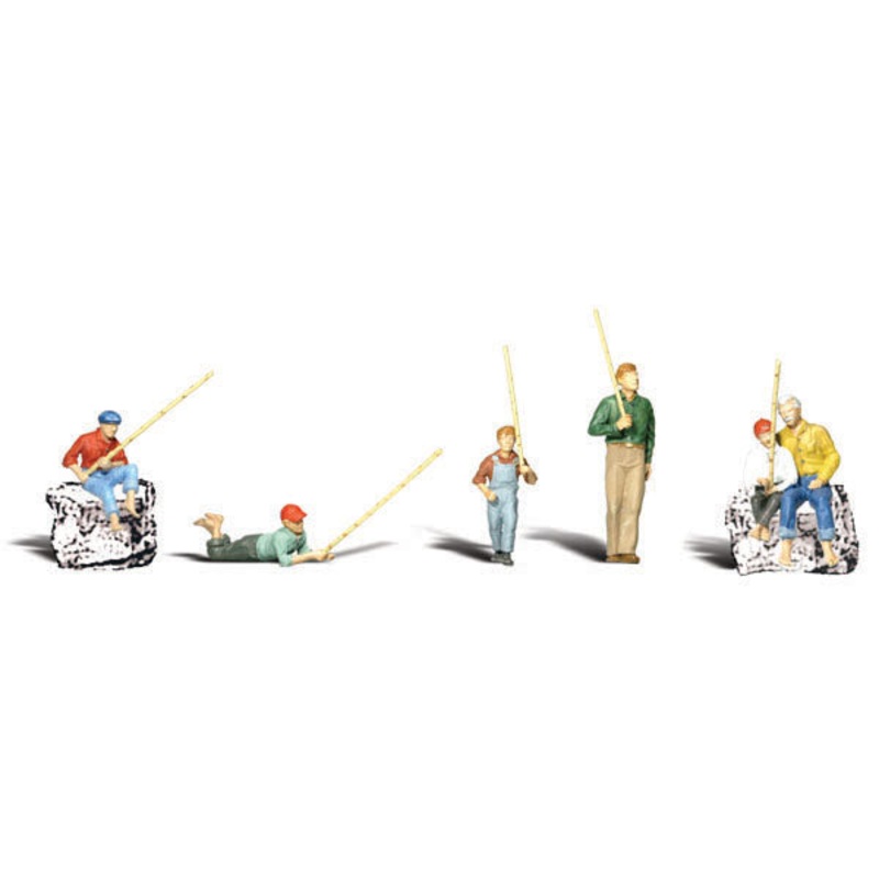 Woodland Scenics Gone Fishing, 6 Figures, HO Scale