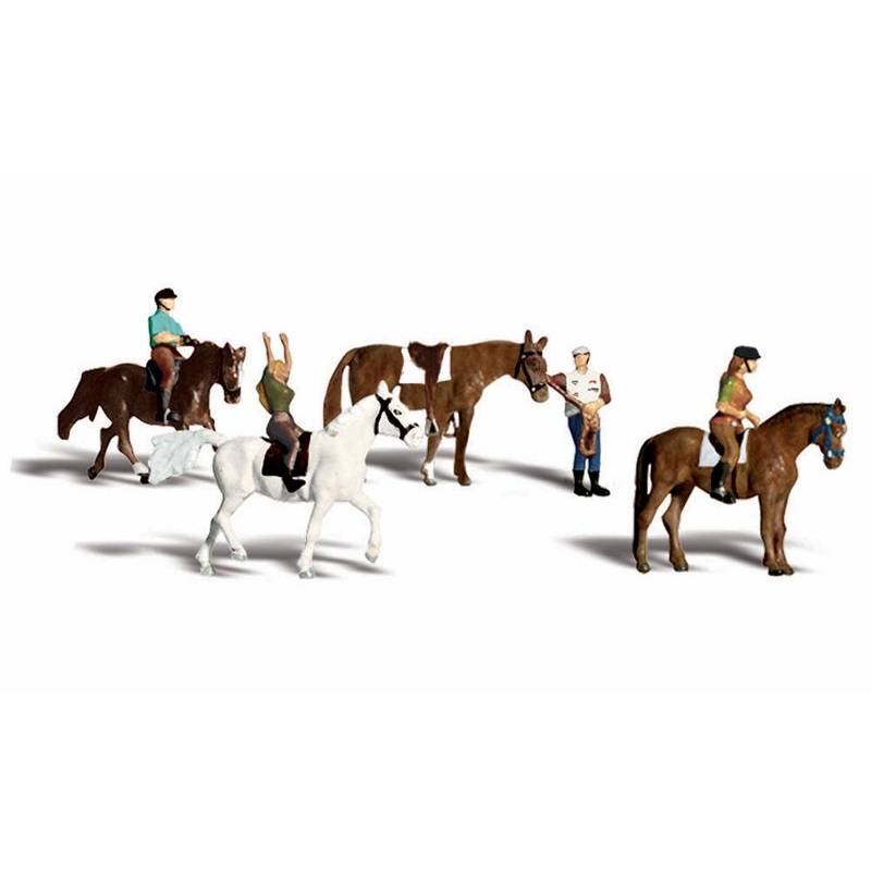 Woodland Scenics Horseback Riders, 4 Horrses & Riders, HO Scale