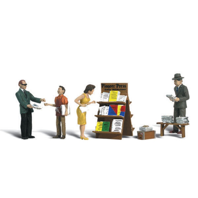 Woodland Scenics Newsstand, 4 Figures, HO Scale