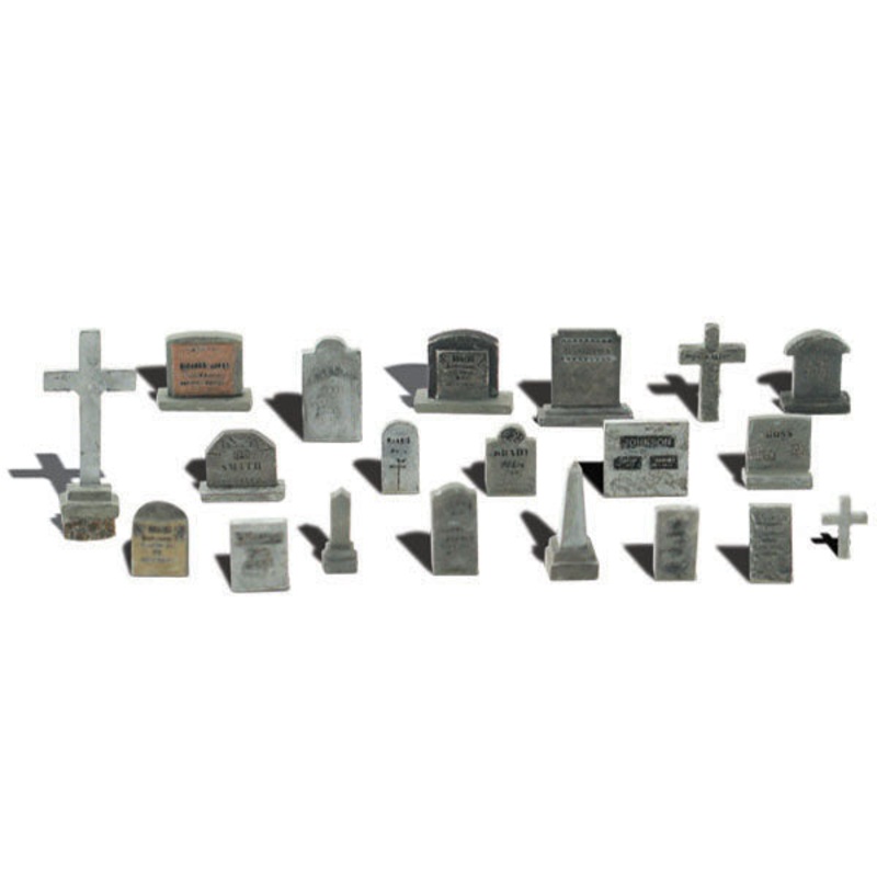 Woodland Scenics Tombstones, 20 Assorted, HO Scale
