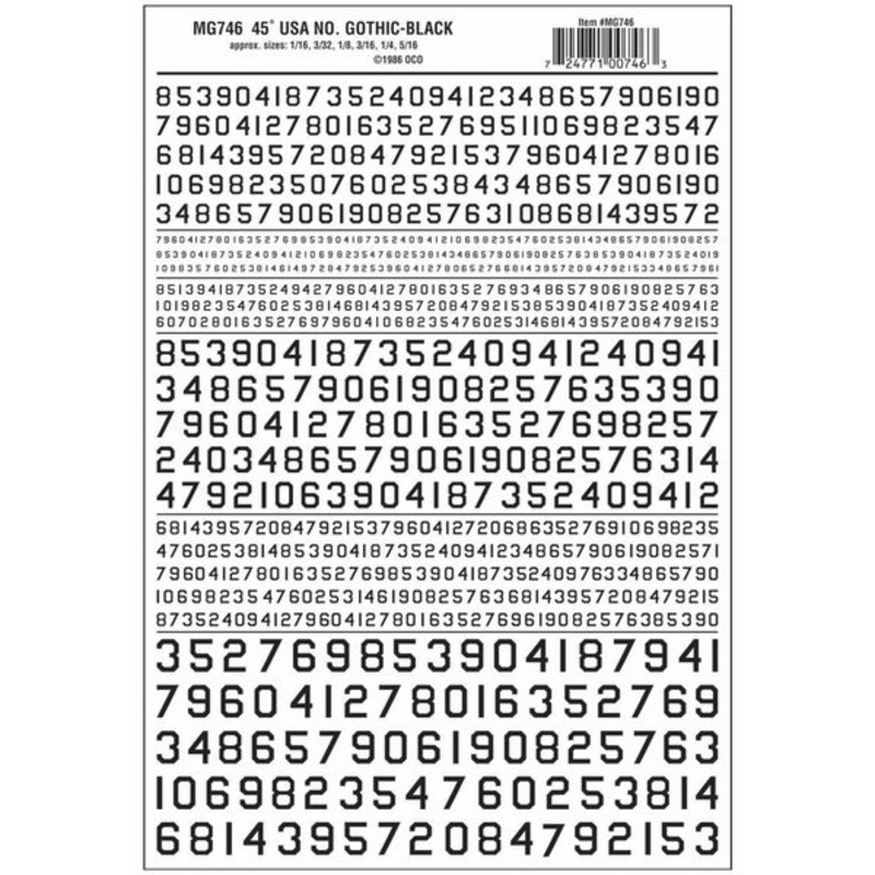 Woodland Scenics 45Usa Gothic Numbers Black Dt