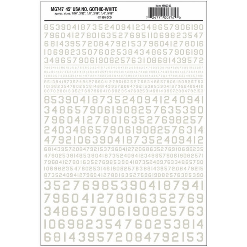 Woodland Scenics 45Usa Gothic Numbers White Dt