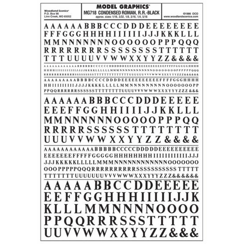 Woodland Scenics Condensed Roman Rr Black Dt