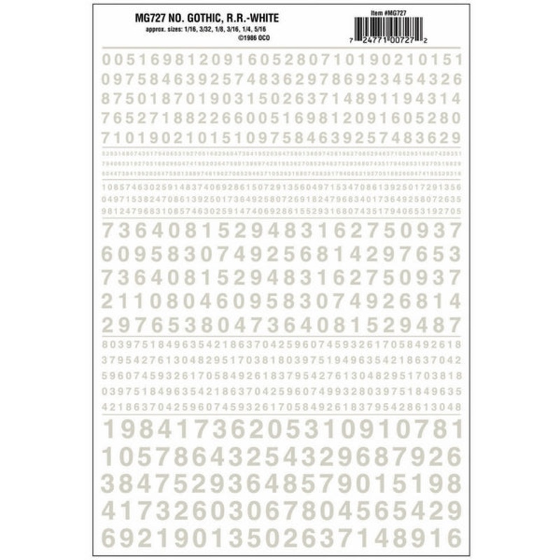 Woodland Scenics Numbers Gothic Rr WhiteDt