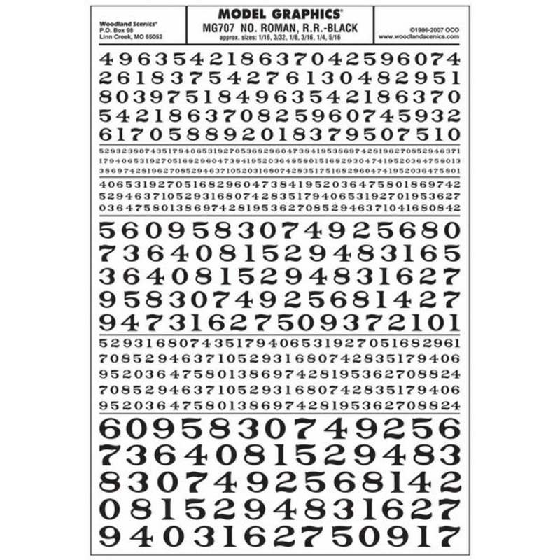 Woodland Scenics Numbers Roman Rr BlackDt