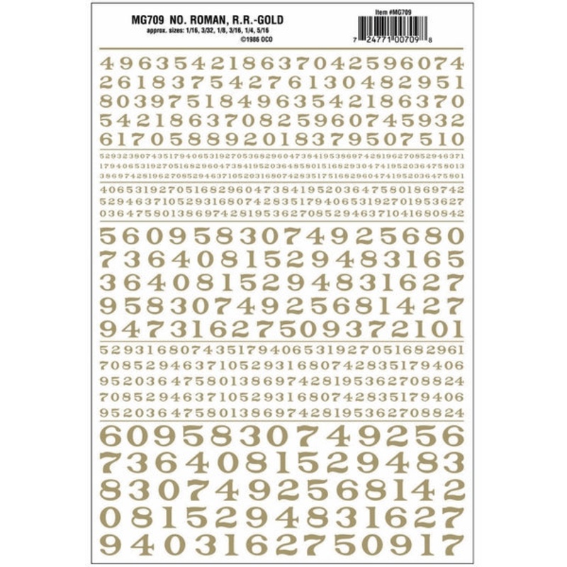Woodland Scenics Numbers Roman Rr Gold Dt