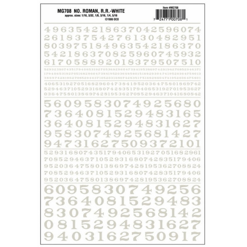 Woodland Scenics Numbers Roman Rr WhiteDt *