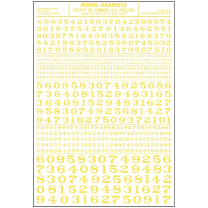 Woodland Scenics Numbers Roman Rr YellowDt