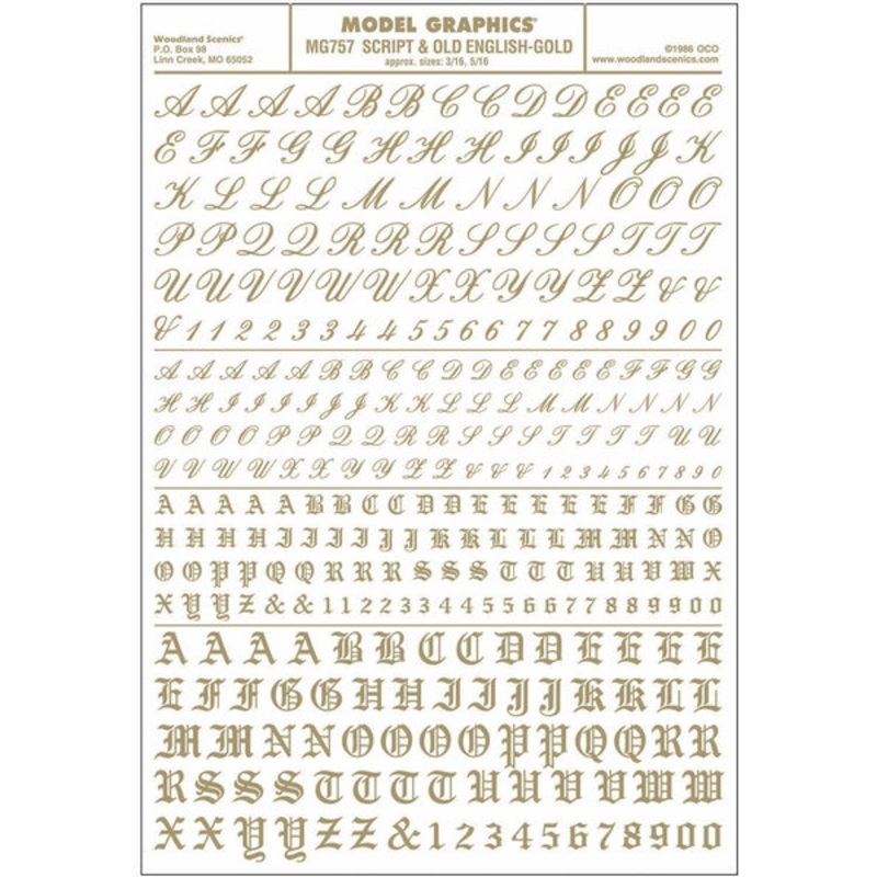 Woodland Scenics Script & Old English Gold Dt