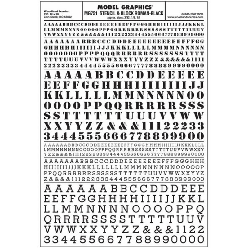 Woodland Scenics Stencil & Block Roman Black Dt