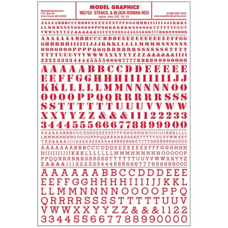 Woodland Scenics Stencil & Block Roman Red Dt