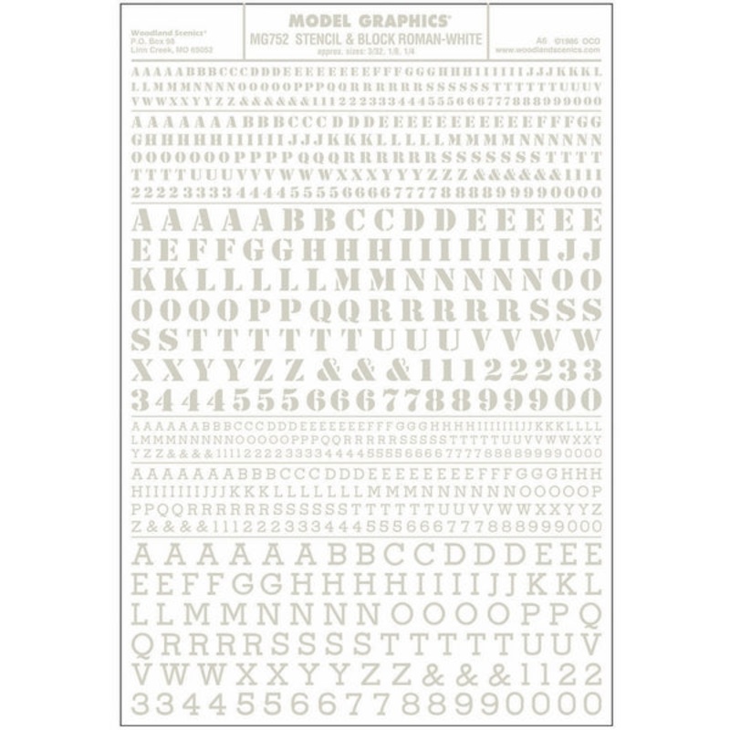 Woodland Scenics Stencil & Block Roman White Dt