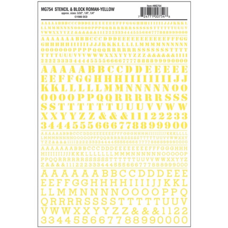 Woodland Scenics Stencil & Block Roman Yel Dt