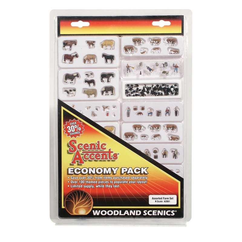 Woodland Scenics N Assorted Farm EconomyPk