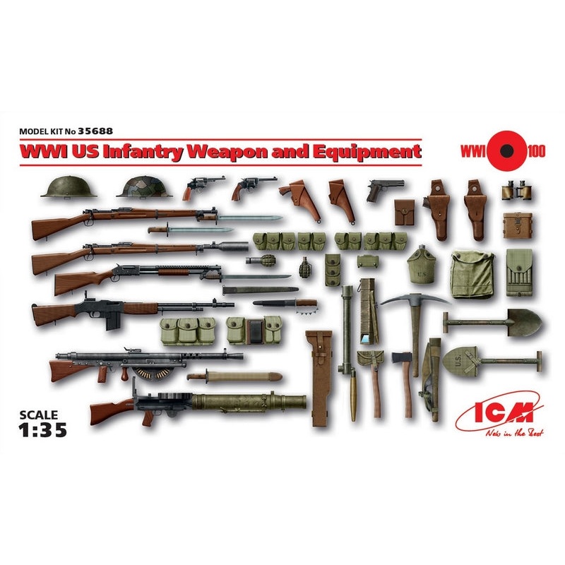 ICM 1:35 Wwi Us Infantry Weapon&Equip.