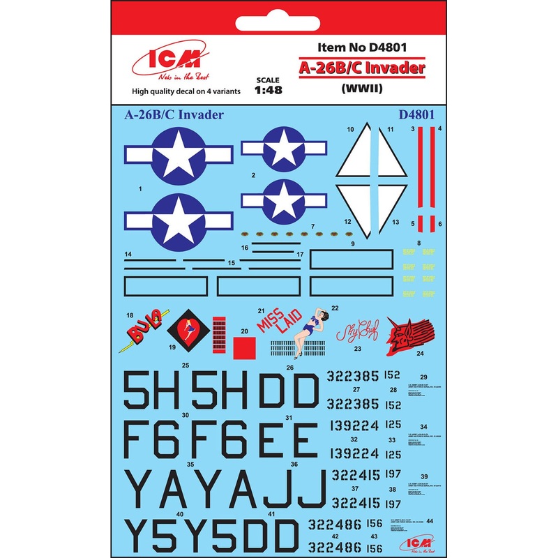 ICM 1:48 A-26B/C Invader WWII Decal Set