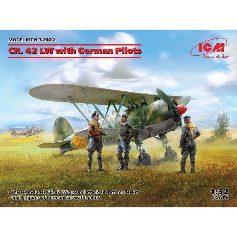 ICM 1:32 Cr.42 Lw Wwii German Aircraft With German Pilots