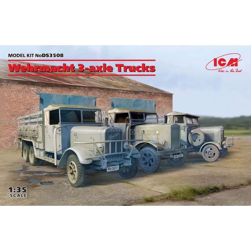 ICM 1:35 Wehrmacht 3-Axle Trucks Henschel 33D1   Krupp L3H163  LG3000