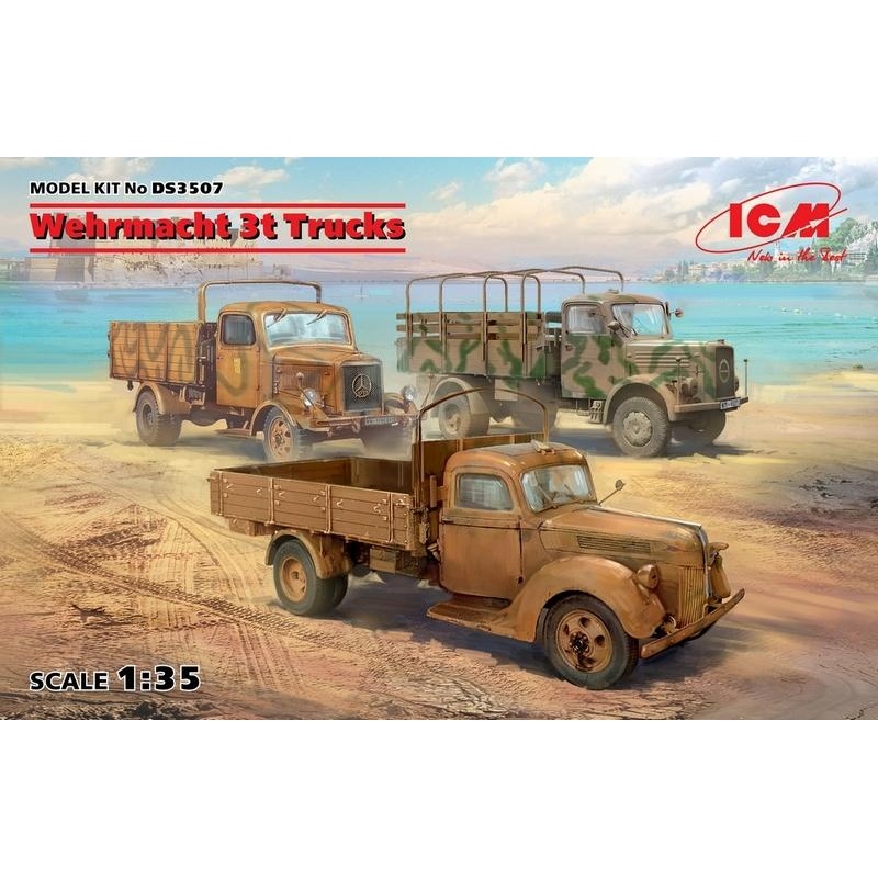 ICM 1:35 Wehrmacht 3T Trucks (3) V3000SKHDS3000 and L3000S