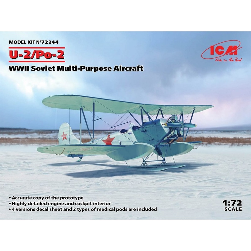 ICM 1:72 U-2/Po-2 Wwii Soviet Multi Purpose Biplane Aircraft