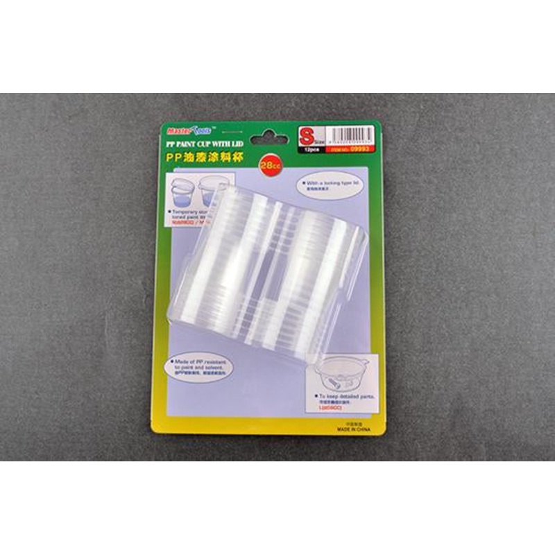 Master Tools Pp Paint Cup With Lid, 12pcs, (28cc), Small