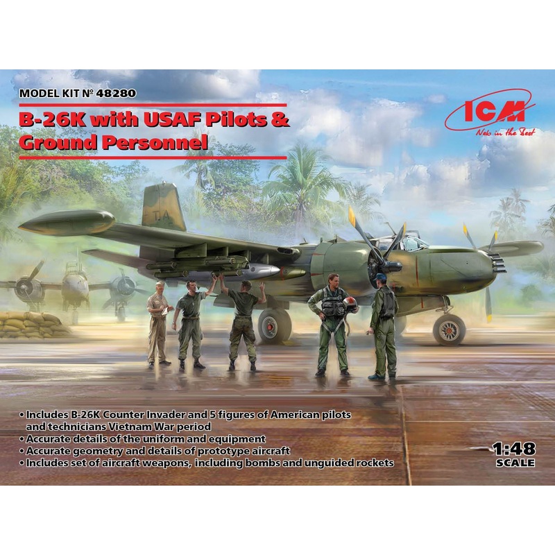 ICM 1:48 B-26K Counter Invader with USAFPilots and Ground Support