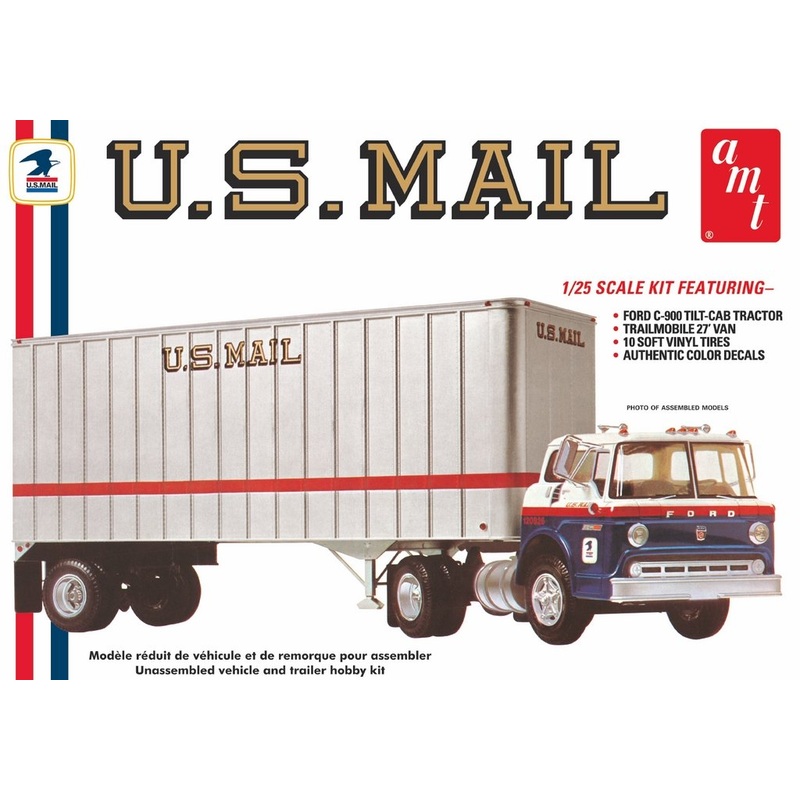 AMT 1:25 Ford C900 US Mail Truck w/USPSTrailer