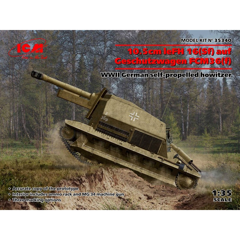 ICM 1:35 10.5cm leFH 16(sf) auf Geschutzwagen FCM36(f)