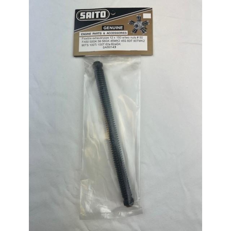 Saito Flexible Exhaust for Std Muffler 12x150mm with 2 nuts, see notes