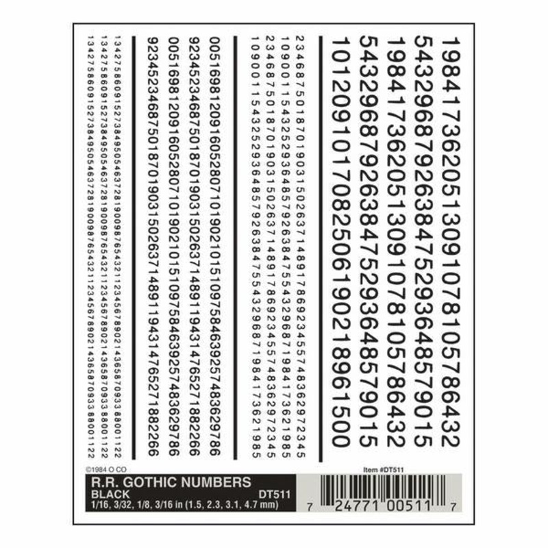 Woodland Scenics Rr Gothic Numbers – Black