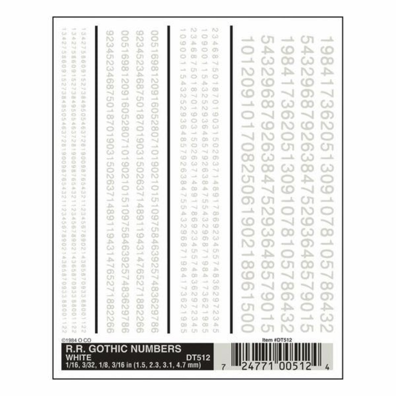 Woodland Scenics Rr Gothic Numbers – White *