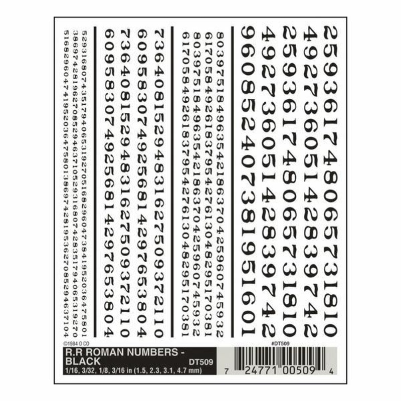 Woodland Scenics Rr Roman Numbers – Black