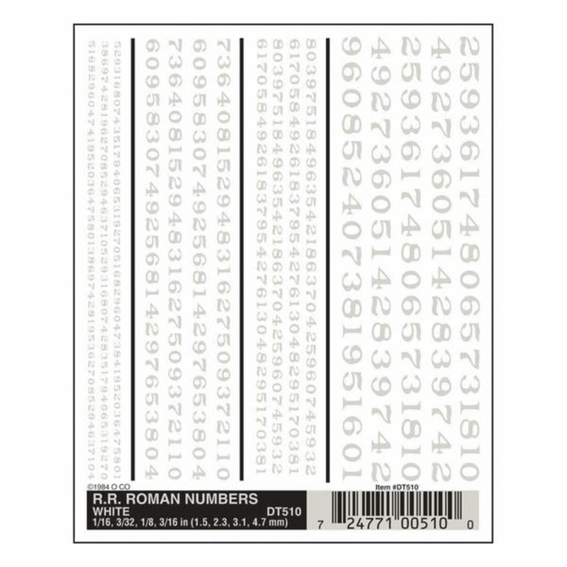 Woodland Scenics Rr Roman Numbers – White