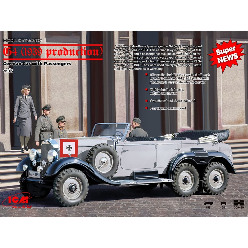 ICM 1:35 G4 (1939 ) Ger. Car W/Pass (4)