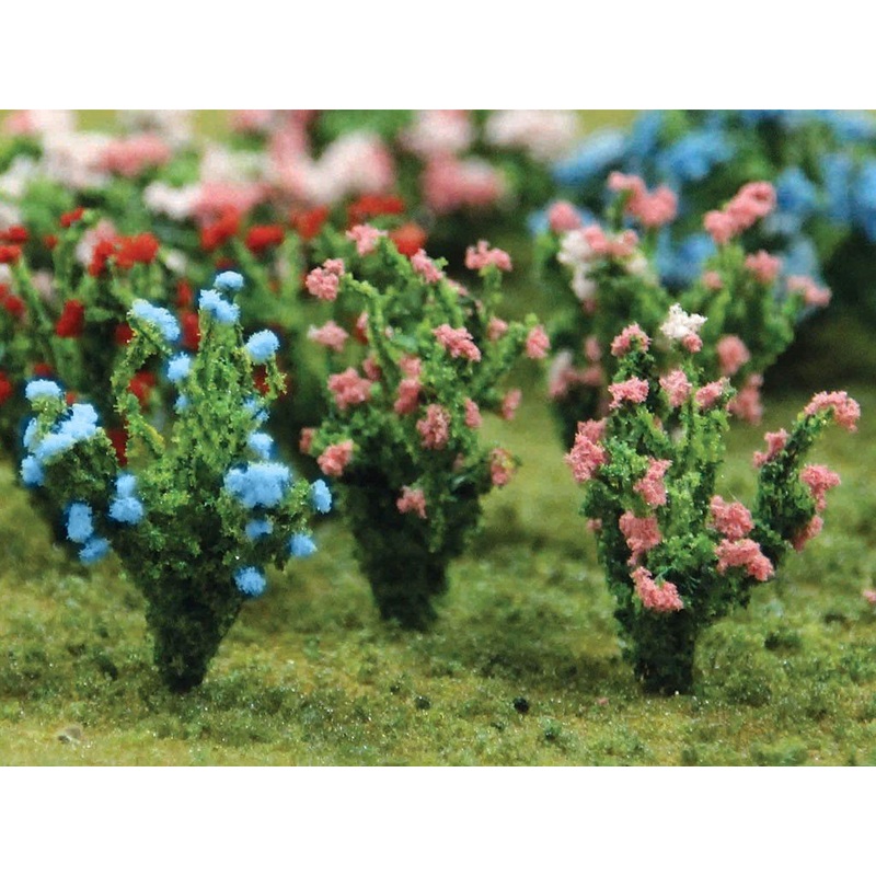 Bachmann 1 Flowering Bushes, Pink & Blue, 8/pack. HO Scale