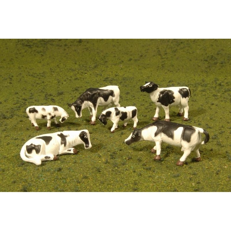 Bachmann Cows Black & White, 6 Figures.HO Scale