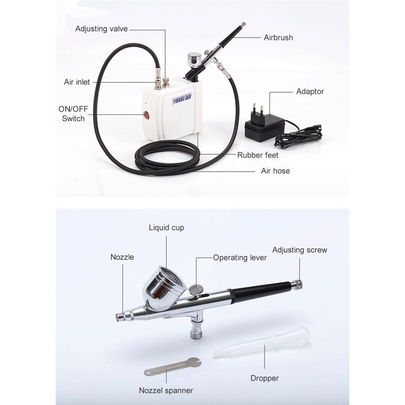 HSeng Mini Compressor including Airbrush