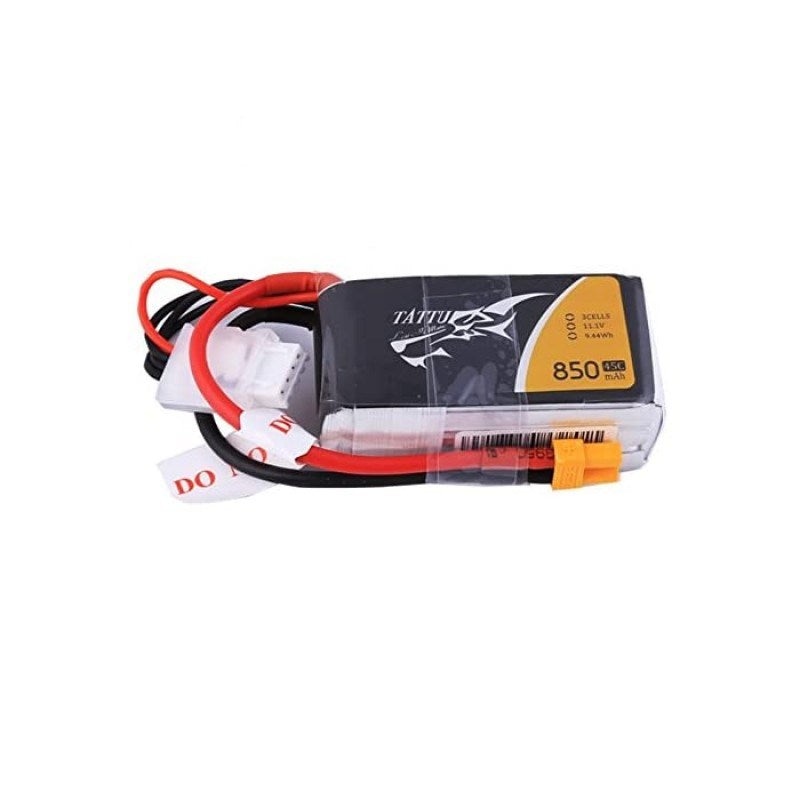 Tattu TA850-3S45-XT30 850mAh 3S 11.1v 45C Lipo Battery 76g 60x30x22mm with XT30 and XH Balance